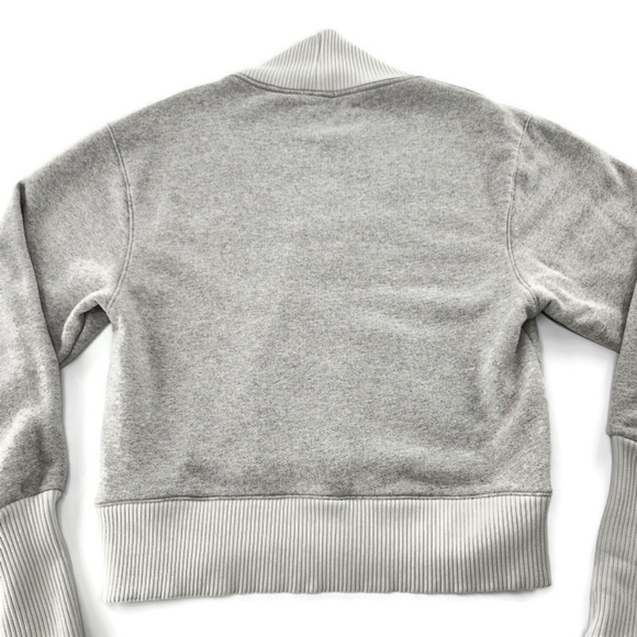 AGOLDE Klara Heather Grey Extended V-Neck Heavyweight Brushed Fleece Sweatshirt - Picture 5 of 12